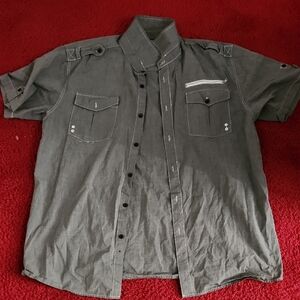Men's Gray Casual Button Down Shirt